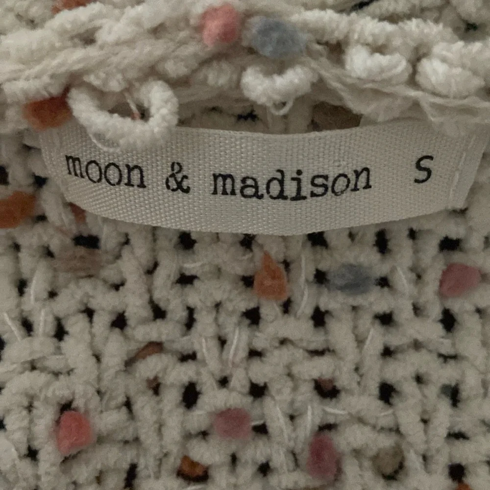 Moon & Madison Beige Speckled Knit Open Cardigan Sweater Size Small